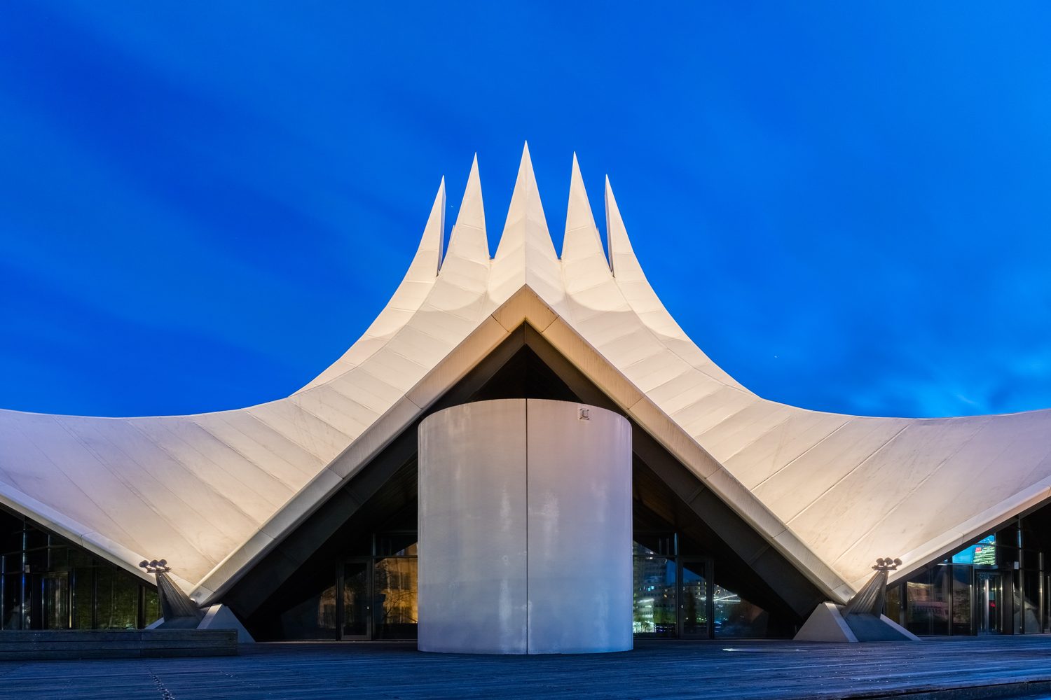 Tempodrom in Berlin during the blue hour