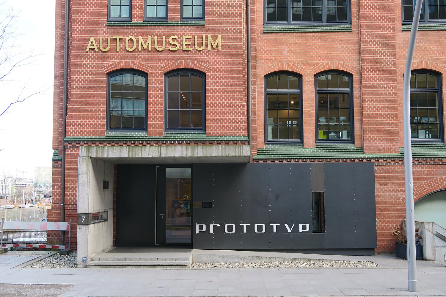 Brick facade and entrance of Automuseum PROTOTYP in Hamburg