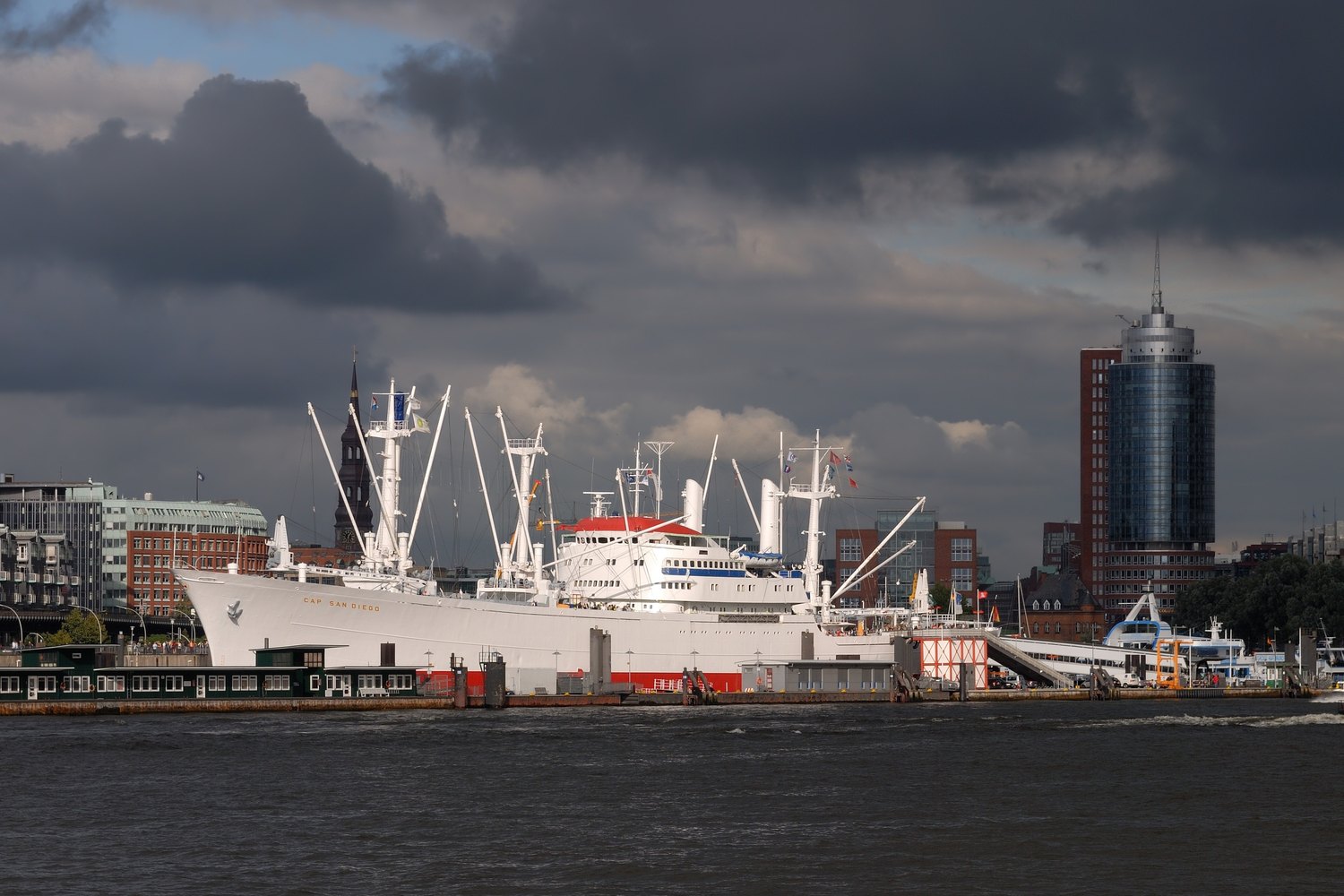 Cap San Diego museum ship at Hamburg's Landungsbrücken
