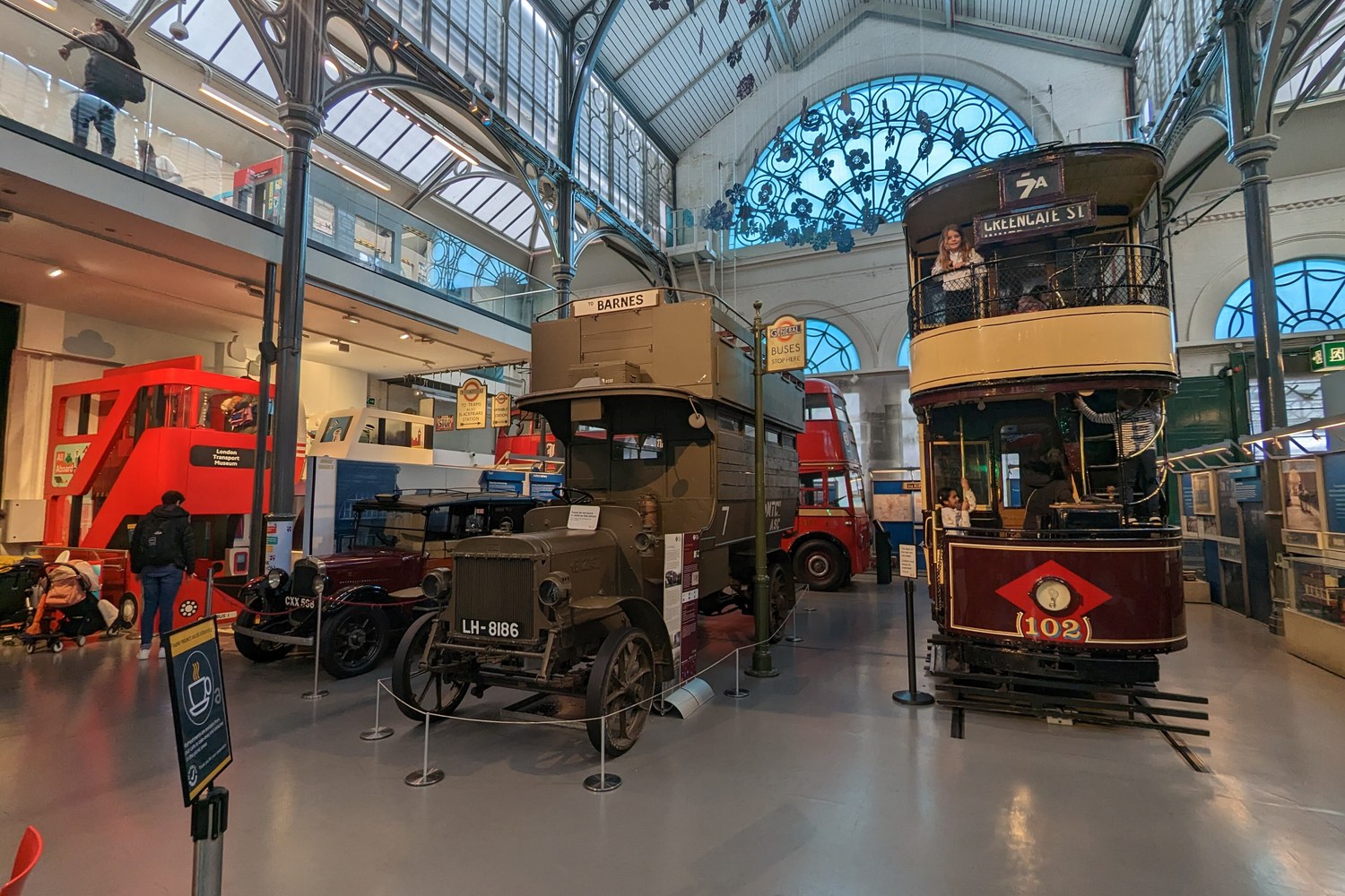 Historic vehicles inside London Transport Museum