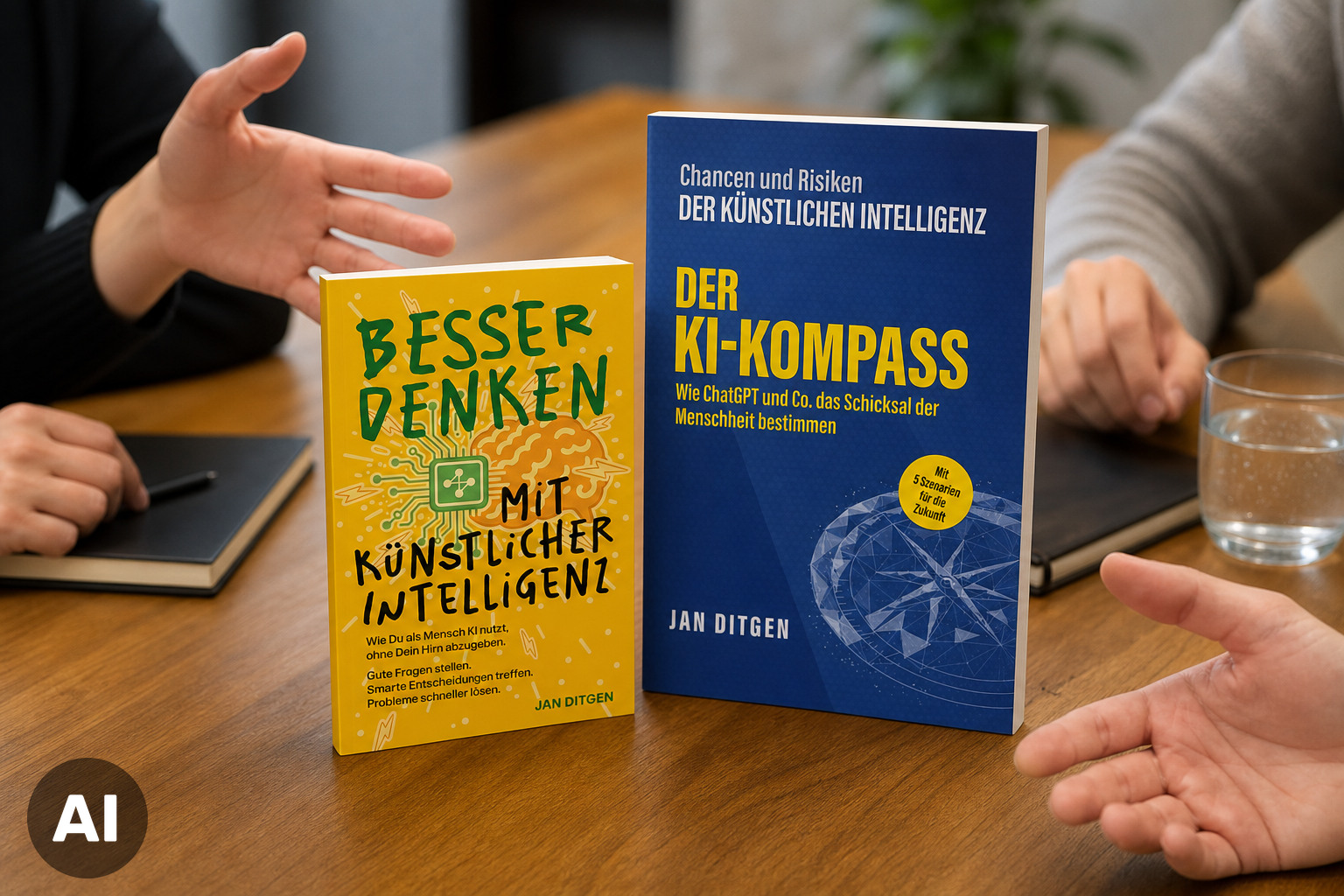 Die Fachbücher „Der KI-Kompass“ und „Besser denken mit KI“ von Jan Ditgen