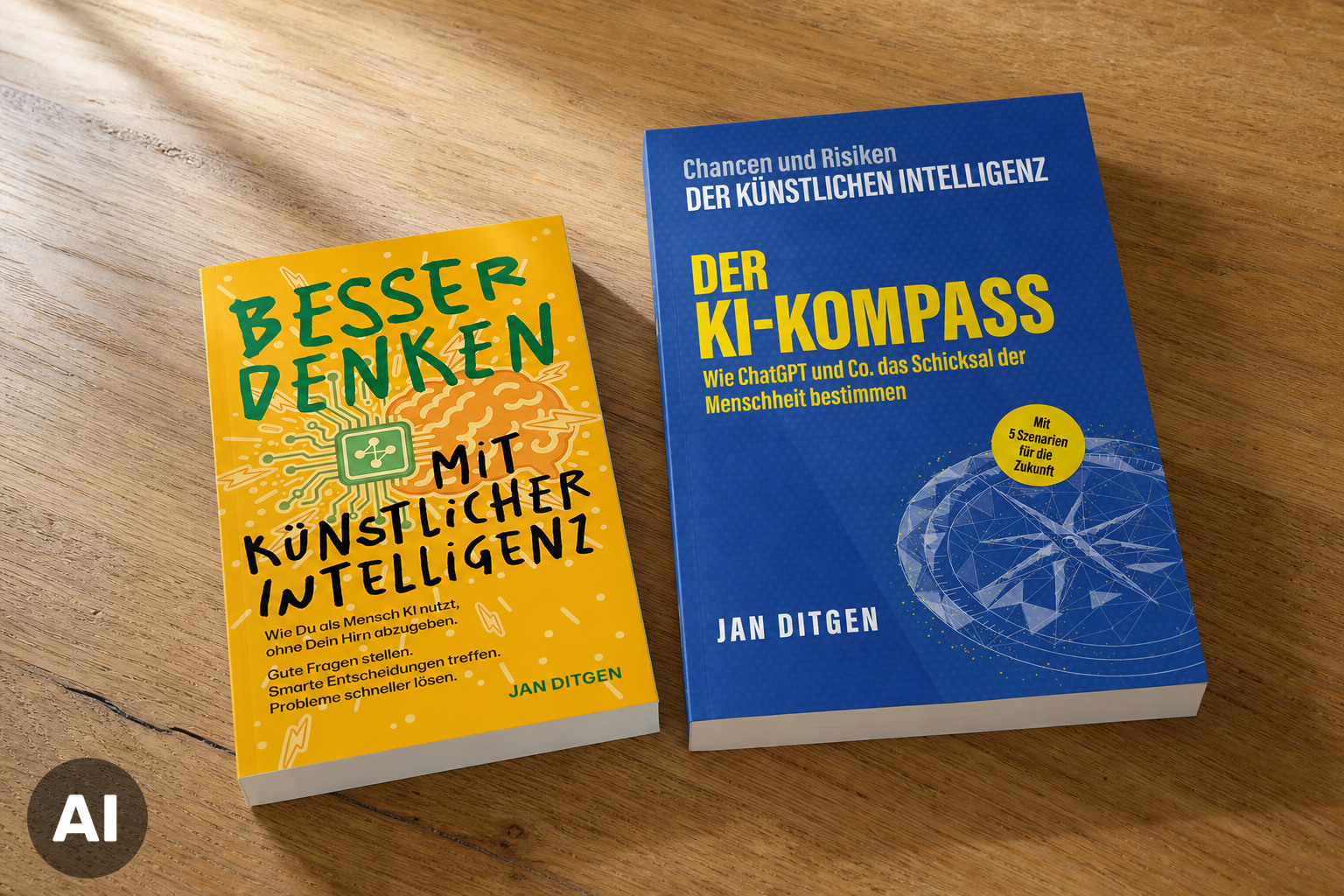 Die Bücher KI-Kompass und Besser denken mit künstlicher Intelligenz