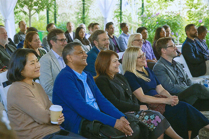 Audience at an AI keynote for a corporate event in England