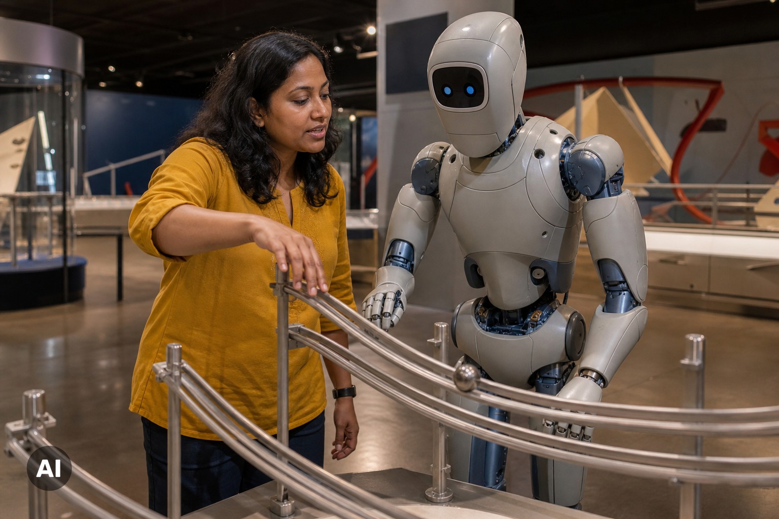 Humanoid robot displayed in a science museum