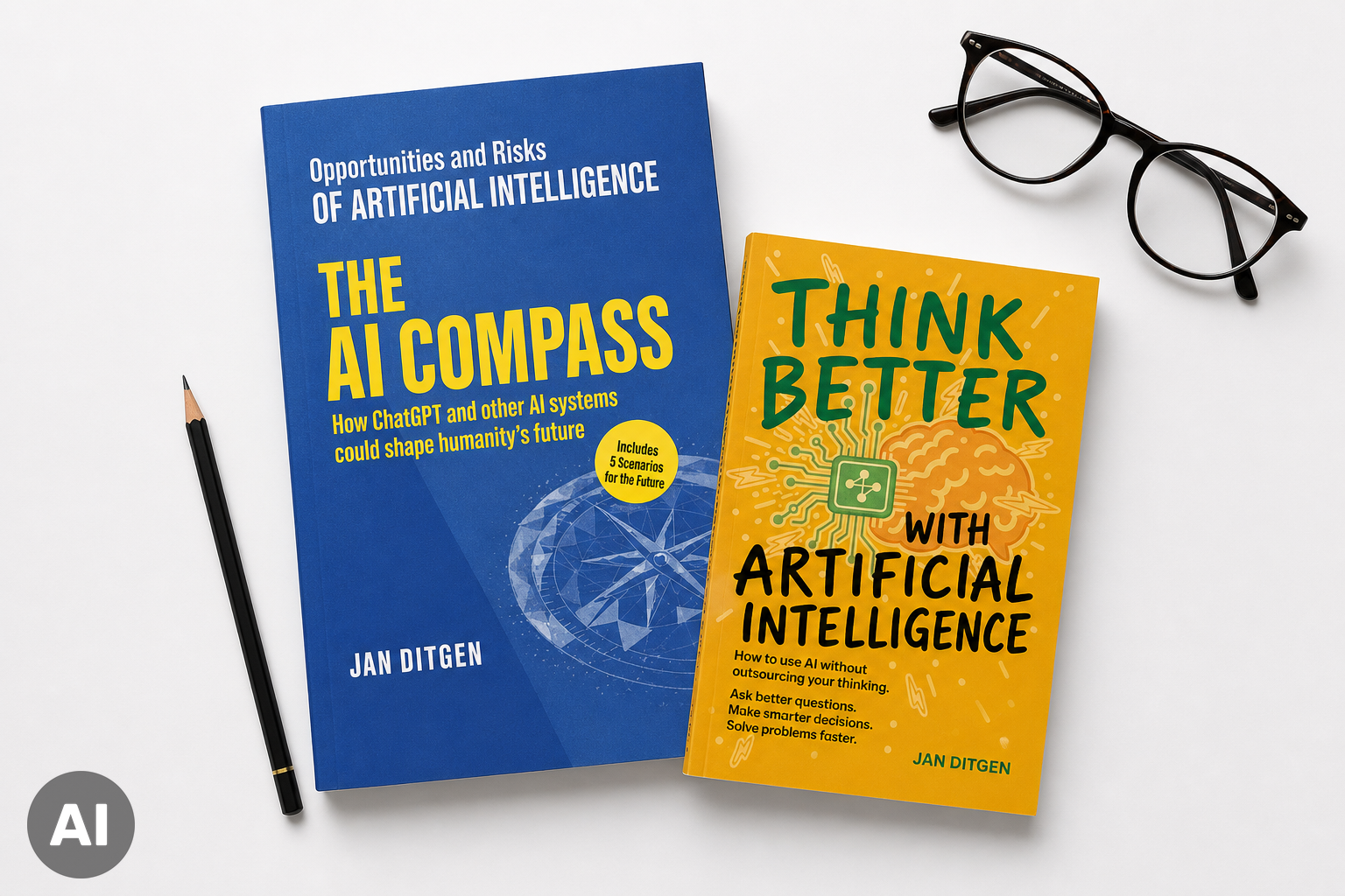 English cover designs for Jan Ditgen's books about artificial intelligence