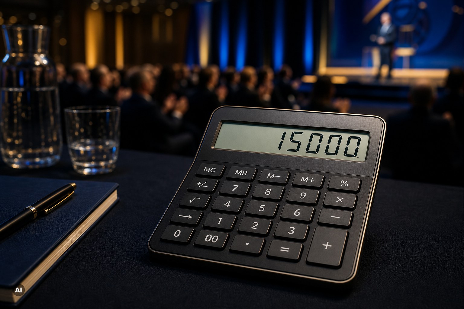 Calculator showing a sample keynote speaker fee at an event